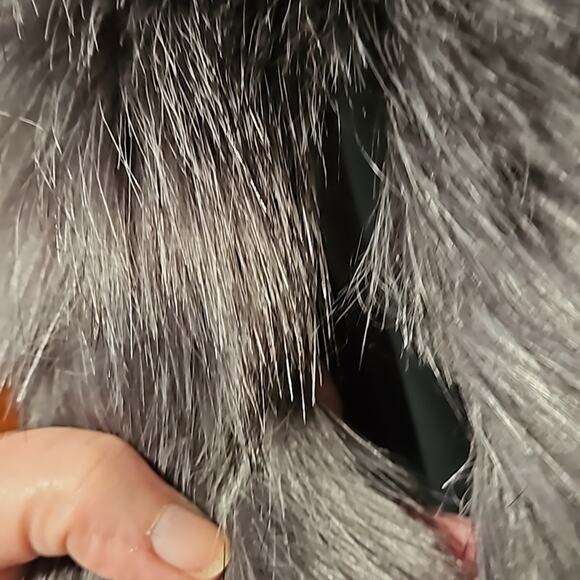 HALSTON Microfiber Zipper Coat with Matching Faux Fur Scarf Wrap - Picture 15 of 15